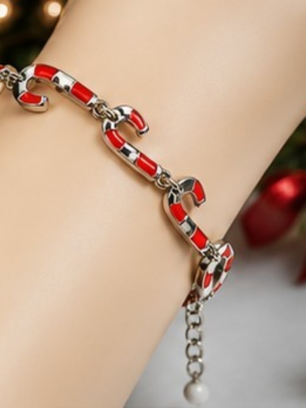 Signed Vintage SHB (Shofel Bros. Mfg. Co.) Candy Cane Bracelet! - Picture 2 of 11